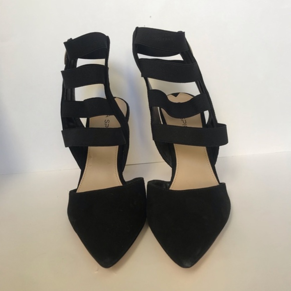 Via Spiga Damali Black Suede Pointy Toe Cage Heels, size 8.5 - Picture 4 of 9